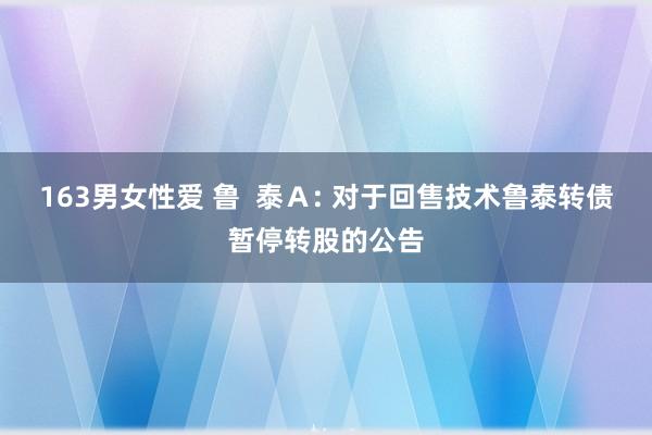 163男女性爱 鲁  泰Ａ: 对于回售技术鲁泰转债暂停转股的公告