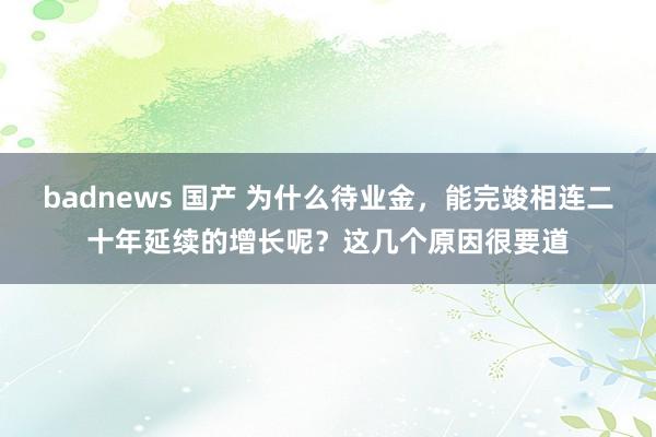 badnews 国产 为什么待业金，能完竣相连二十年延续的增长呢？这几个原因很要道