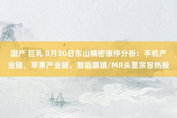 国产 巨乳 8月30日东山精密涨停分析：手机产业链，苹果产业链，智能眼镜/MR头显宗旨热股