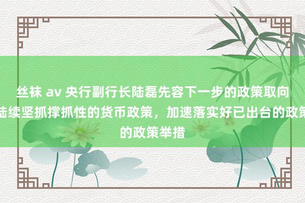 丝袜 av 央行副行长陆磊先容下一步的政策取向：将陆续坚抓撑抓性的货币政策，加速落实好已出台的政策举措